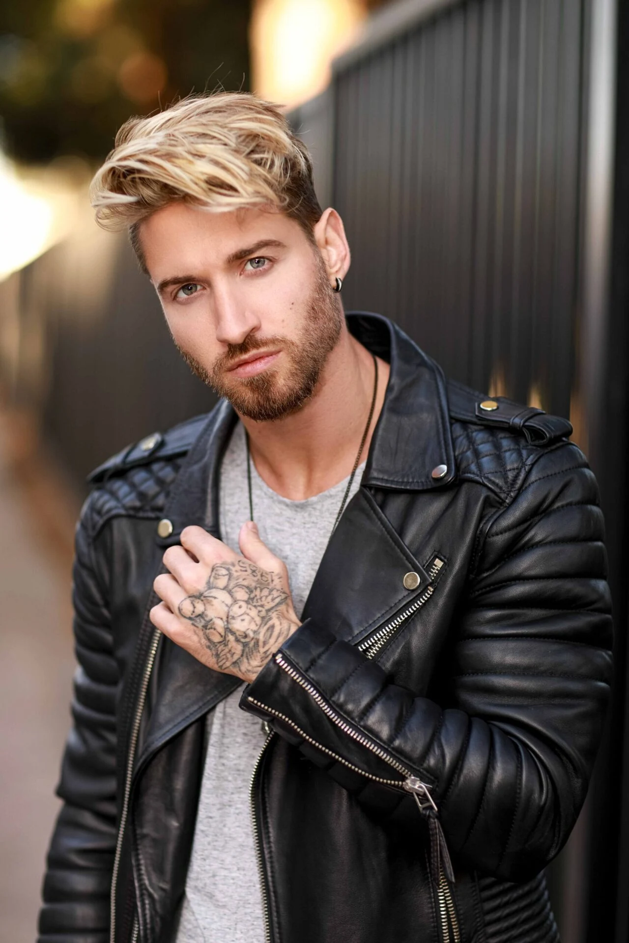 Editorial men's portrait, leather styling
