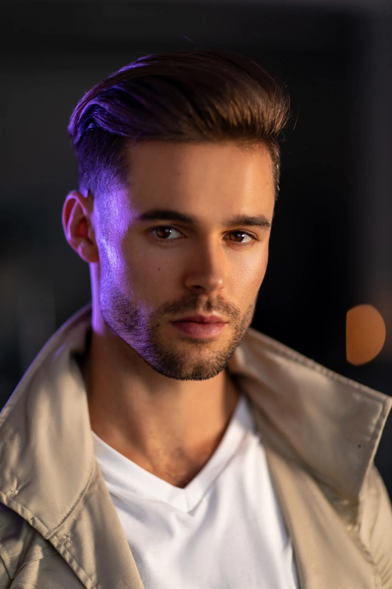 Actor headshot, directed expression, studio light